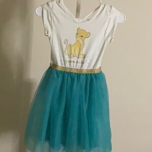 Disney White and Teal Kids Casual Dress